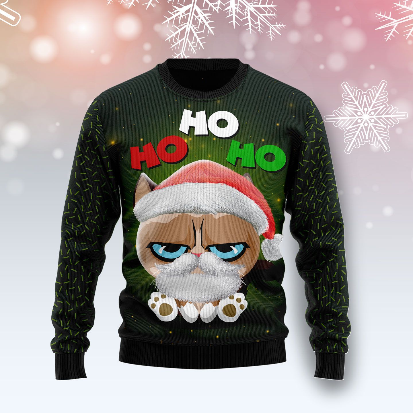 Grumpy Cat Hohoho Christmas Wool Sweater - RobinPlaceFabrics
