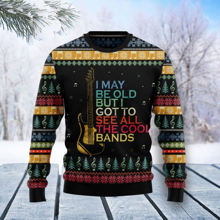 Guitar Old Vintage Christmas Wool Sweater