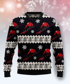 Skiing Christmas Pattern Christmas Wool Sweater