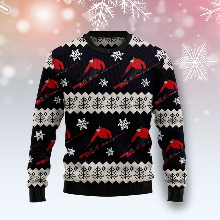 Skiing Christmas Pattern Christmas Wool Sweater