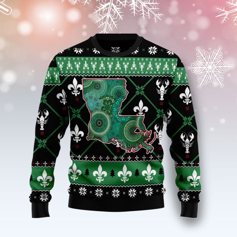 Louisiana USA Symbols Pattern Christmas Wool Sweater