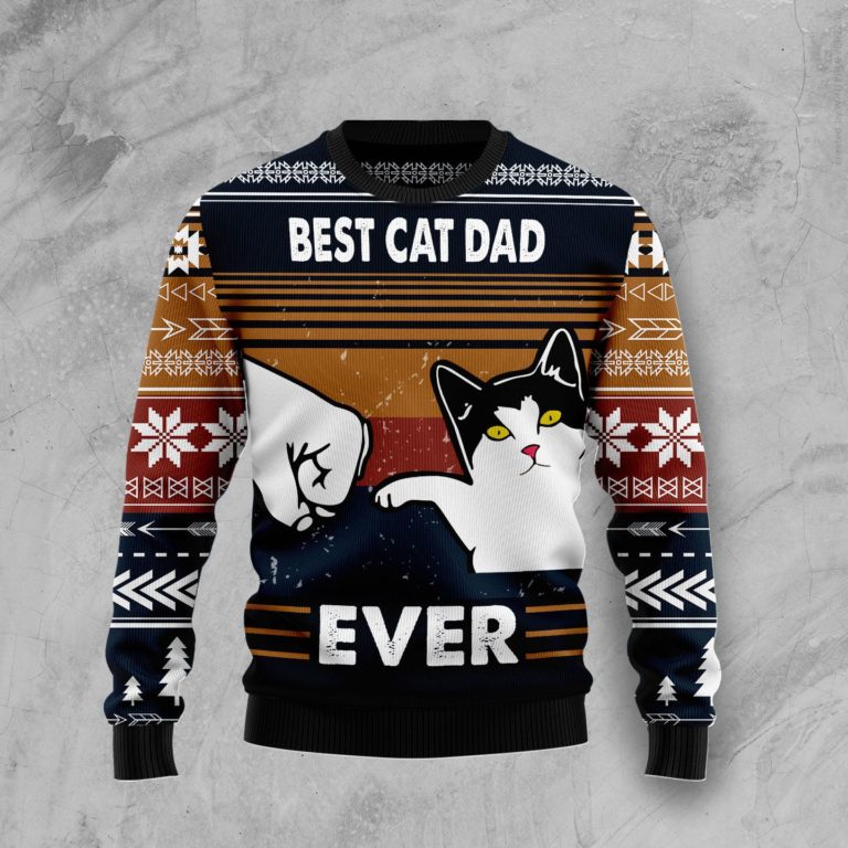 Best Cat Dad Ever Christmas Wool Sweater