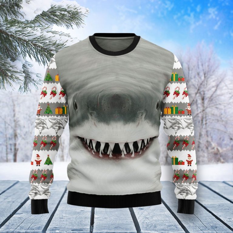 Shark Cute Face Christmas Wool Sweater