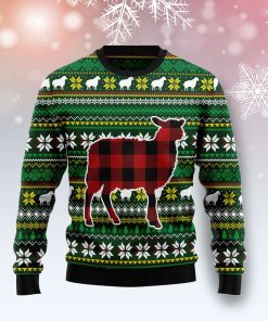 Sheep Red Plaid Christmas Wool Sweater