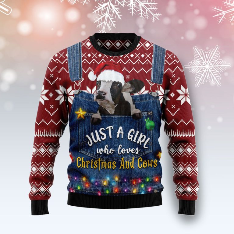 Just A Girl Who Loves Christmas And Cows Christmas Wool Sweater