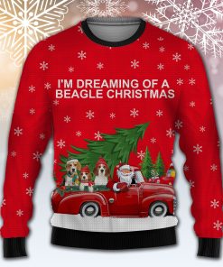 Beagle and Red Truck – All Over Print Christmas Wool Sweater