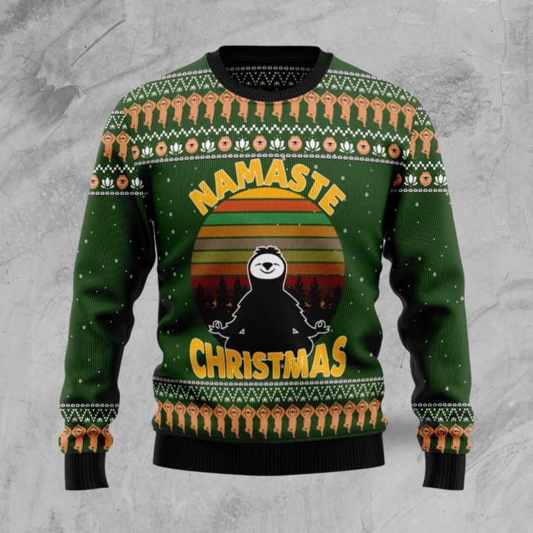 Sloth Namaste Christmas Wool Sweater