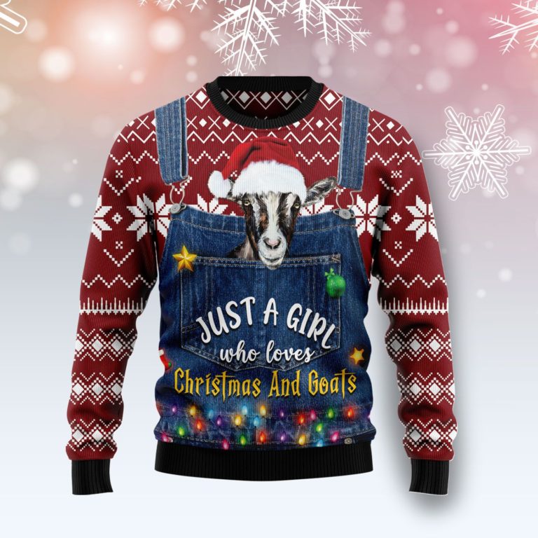 Just A Girl Who Loves Christmas And Goats Christmas Wool Sweater