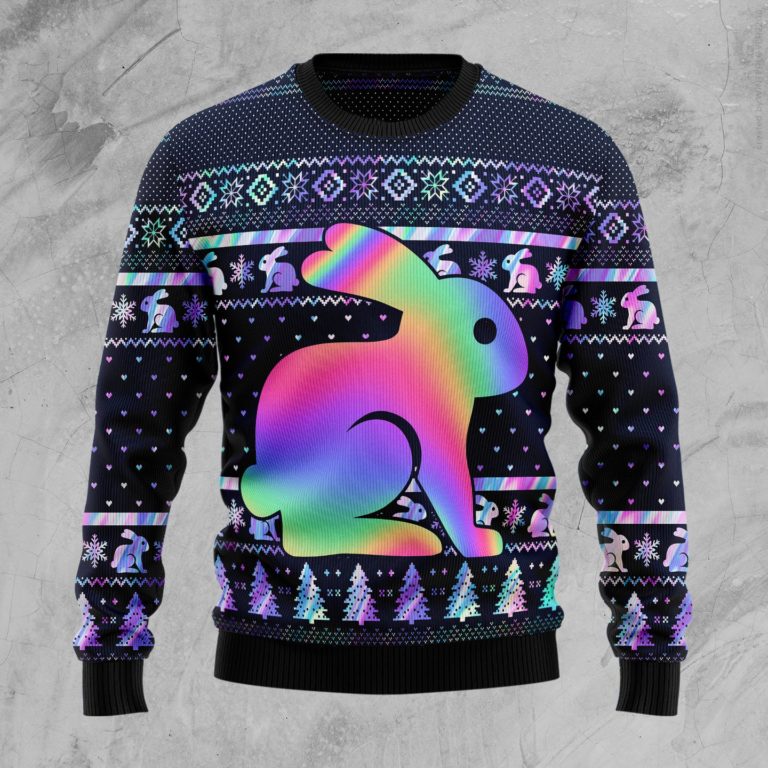Rabbit Hologram Christmas Wool Sweater