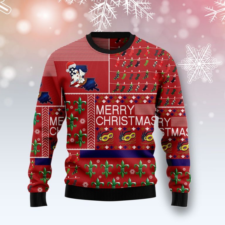 Louisiana Merry Christmas Christmas Wool Sweater