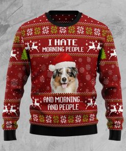 Australian Shepherd Hate Morning People Christmas Wool Sweater