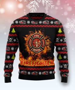 Awesome Firefighter Christmas Wool Sweater