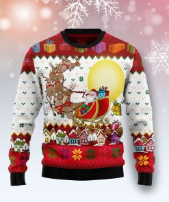 Reindeer And Santa Claus Christmas Wool Sweater