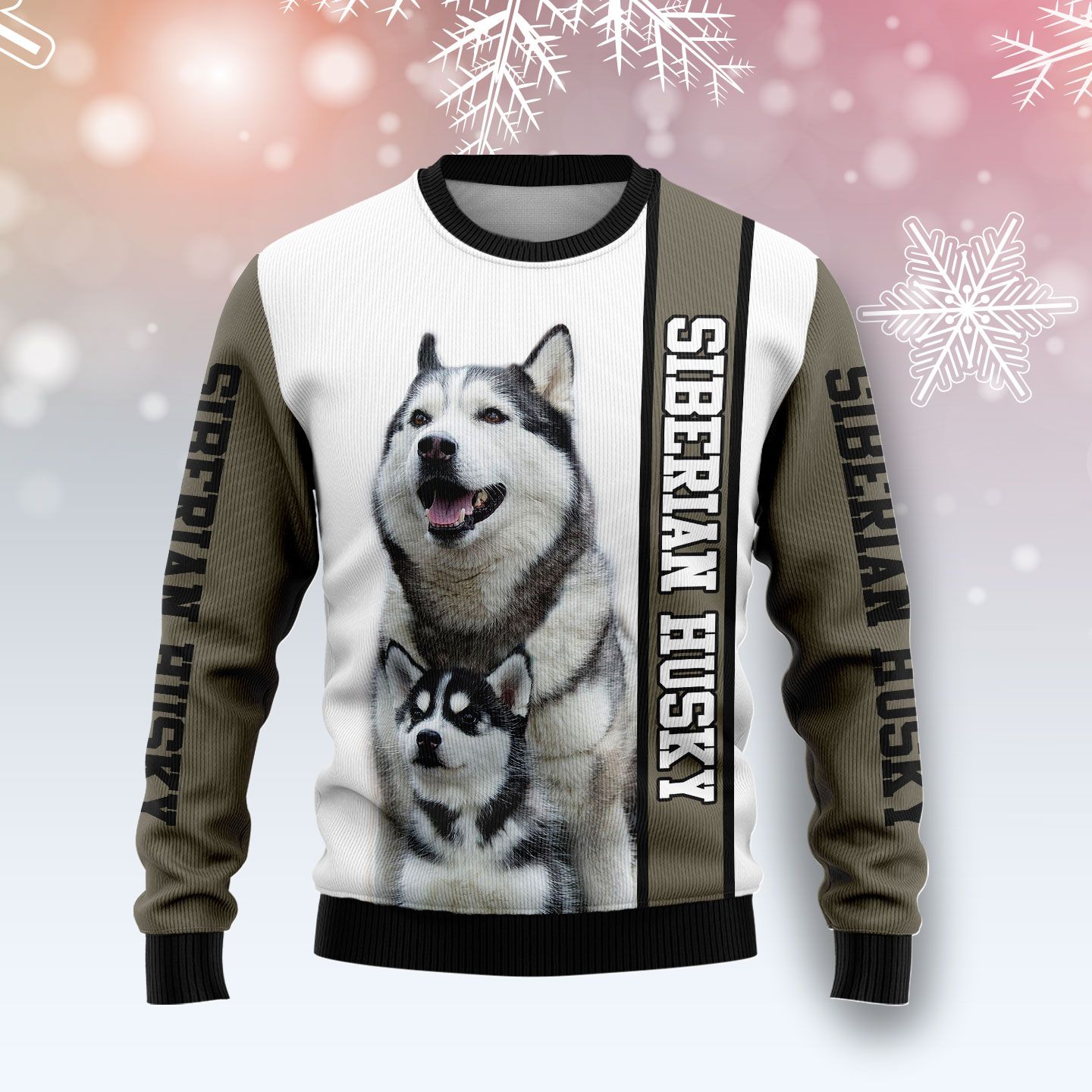 Rescued Siberian Husky Christmas Wool Sweater - RobinPlaceFabrics