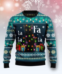 Black Cat Falalala Christmas Wool Sweater