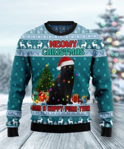 Black Cat Meomy Christmas And A Happy Purr Year Christmas Wool Sweater Black Cat Meomy Christmas And A Happy Purr Year Christmas Wool Sweater