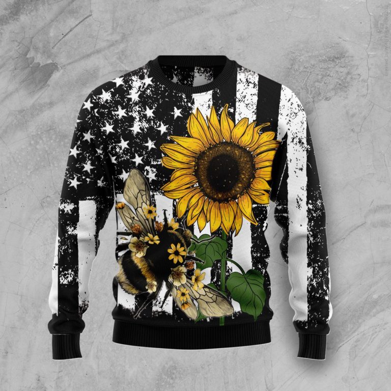 Sunflower Bee Christmas Wool Sweater