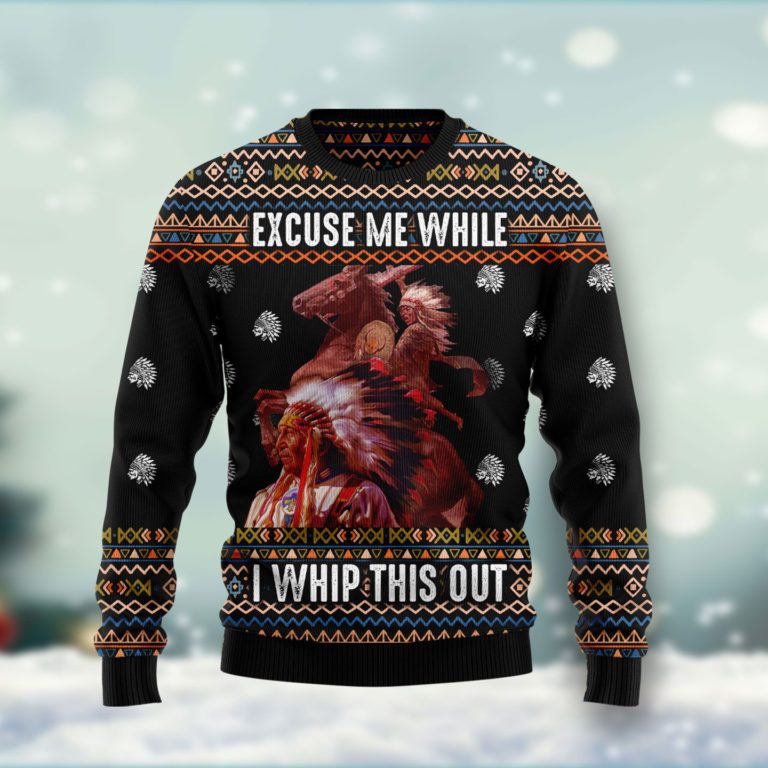 Native Excuse Me While I Whip This Out Christmas Wool Sweater