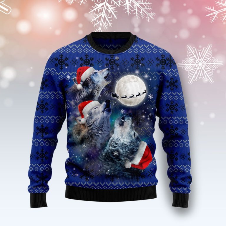 Wolf Moon Christmas Wool Sweater
