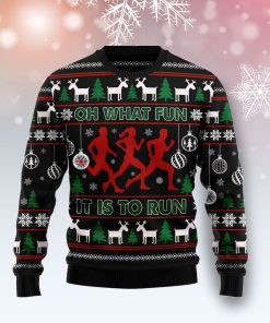 Running Oh What Fun Christmas Wool Sweater