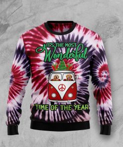Golden Retriever Tie Dye Christmas Wool Sweater