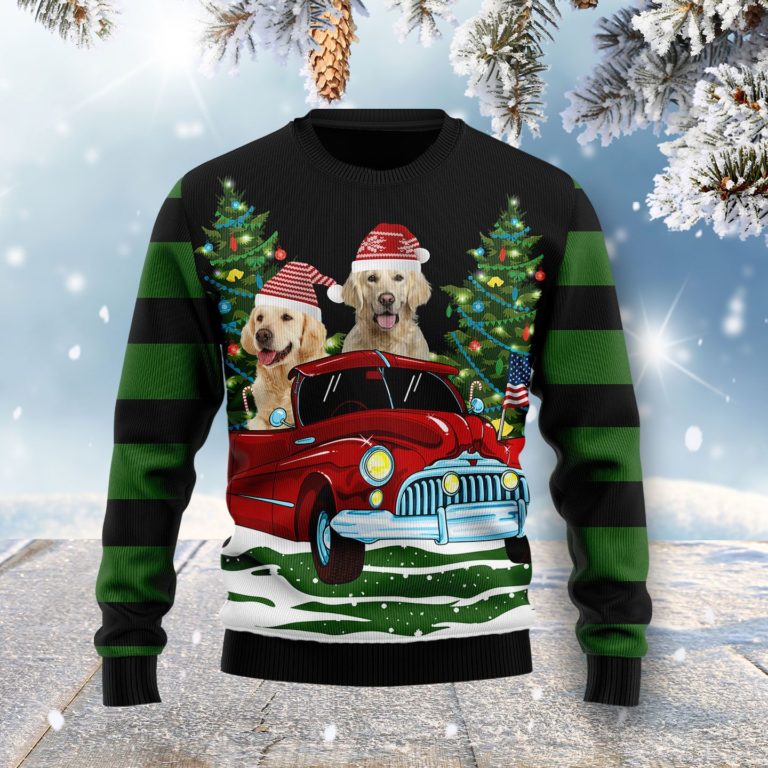 Merry Christmas Golden Retriever Christmas Wool Sweater
