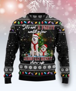 Siberian Husky Show Up Christmas Wool Sweater