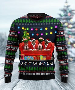 Rottweiler Friends On Red Sofa Christmas Wool Sweater