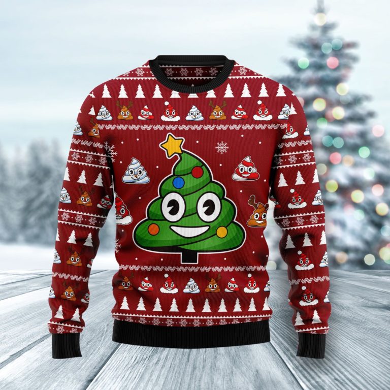 Poop Christmas Tree Emoji Funny Christmas Wool Sweater