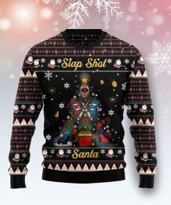 Slap Shot Santa Christmas Christmas Wool Sweater