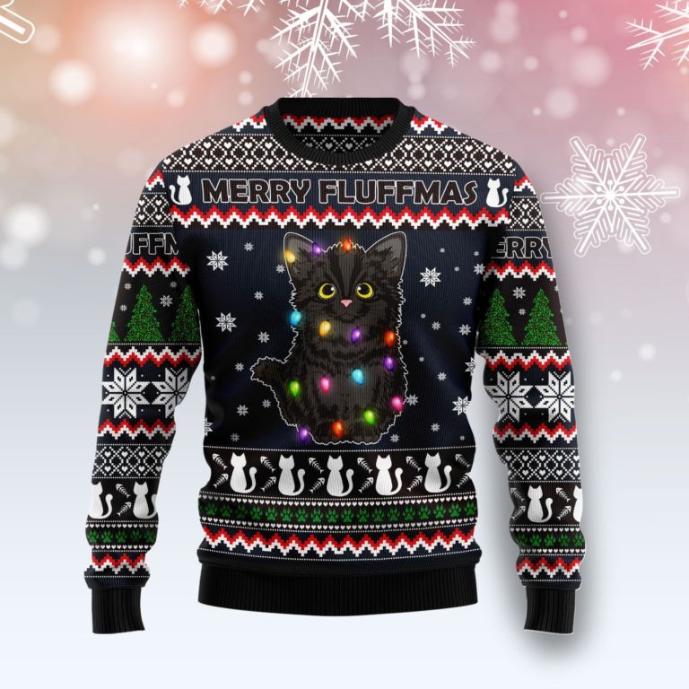Black Cat Fluffmas Christmas Wool Sweater