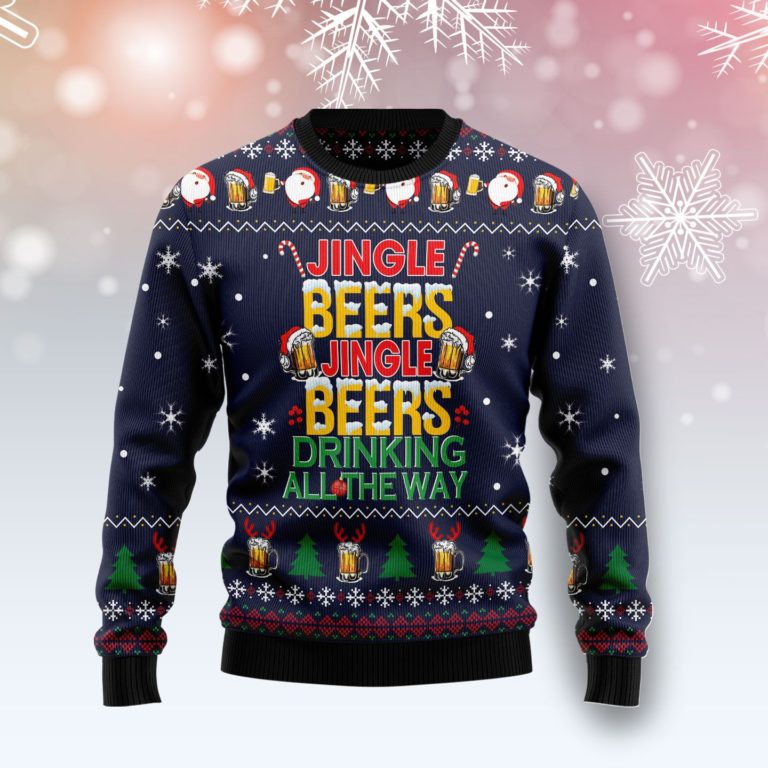 Jingle Beers Drinking All The Ways Christmas Wool Sweater
