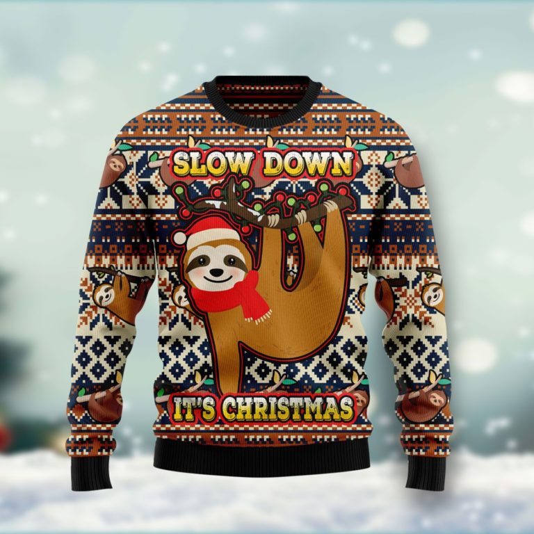 Sloth Slow Down Its Christmas Christmas Wool Sweater