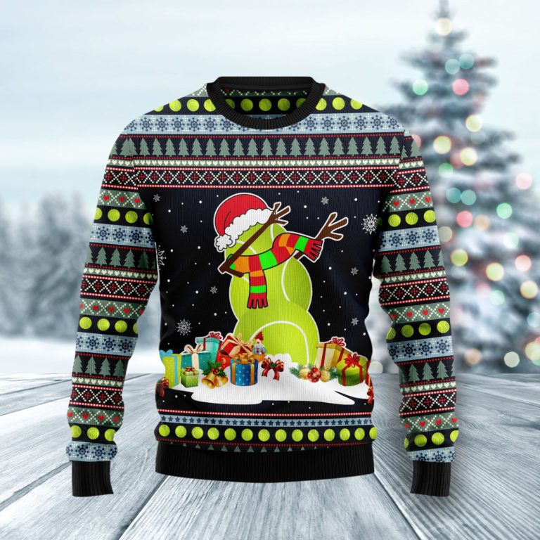 Tennis Snowman Christmas Wool Sweater