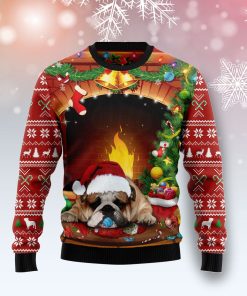 Sleeping Bulldog Christmas Christmas Wool Sweater Sleeping Bulldog Christmas Christmas Wool Sweater