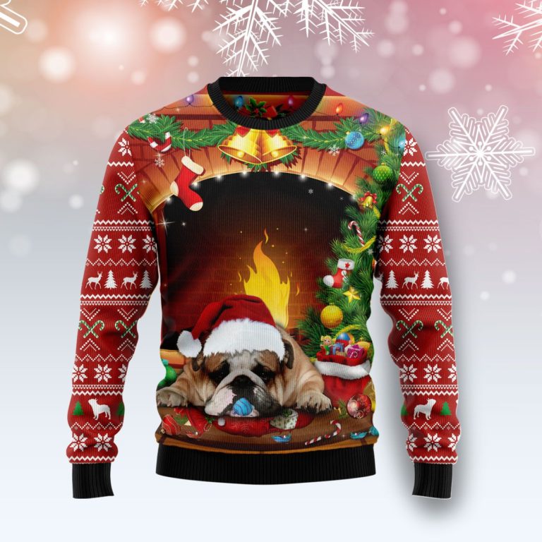 Sleeping Bulldog Christmas Christmas Wool Sweater