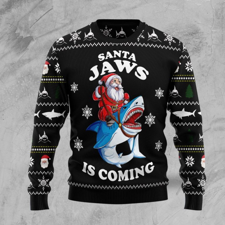 Santa Jaws Christmas Wool Sweater