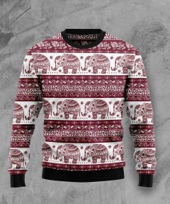 Red Elephant Mandala Christmas Wool Sweater