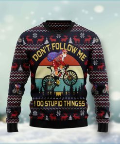 Satan Claus on Mountain Bike Christmas Wool Sweater