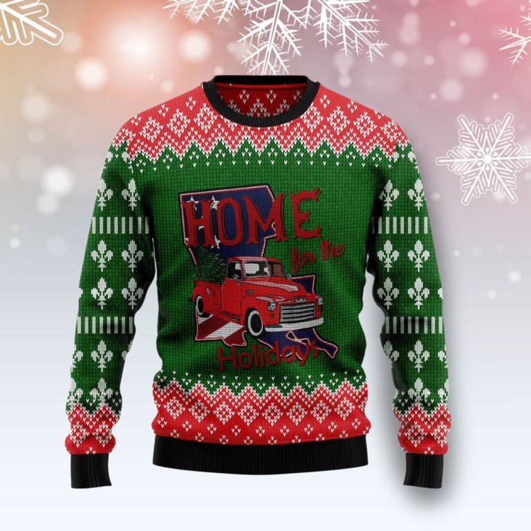 Louisiana Home For Christmas – All Over Print Christmas Wool Sweater