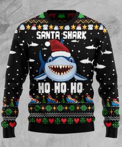 Santa Shark Ho Ho Ho Christmas Wool Sweater
