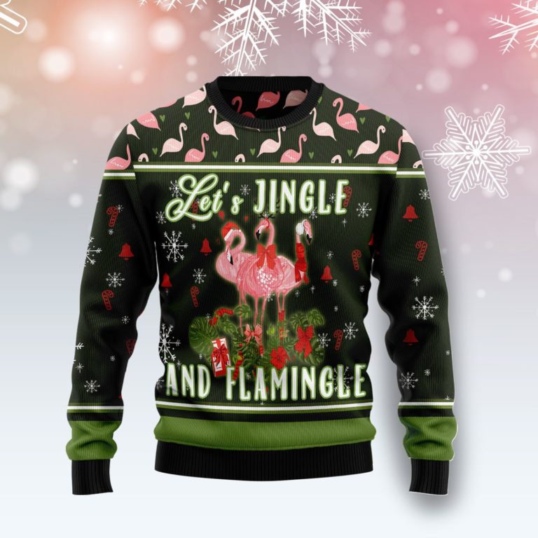 Let’s Jingle And Flamingle Christmas Wool Sweater