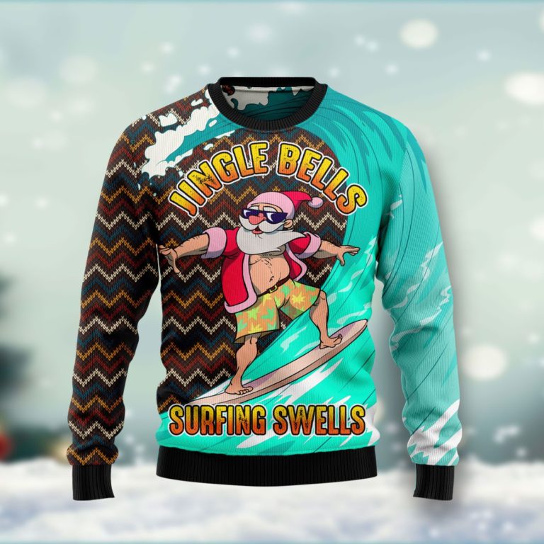 Jingle Bells Surfing Swells Christmas Wool Sweater