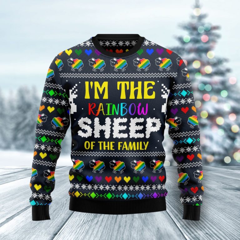 I Am The Rainbow Sheep Of Family Christmas Wool Sweater