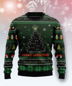 Meowy Christmas Black Cat Christmas Wool Sweater