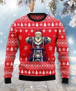 Santa Claus Ride A Motorcycle Christmas Wool Sweater