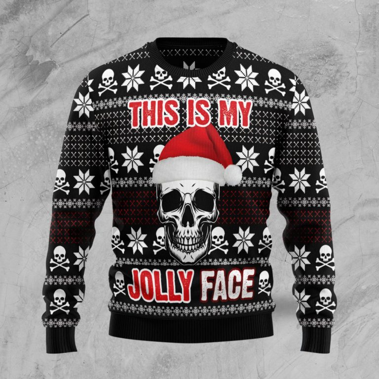 Skull Jolly Face Christmas Wool Sweater