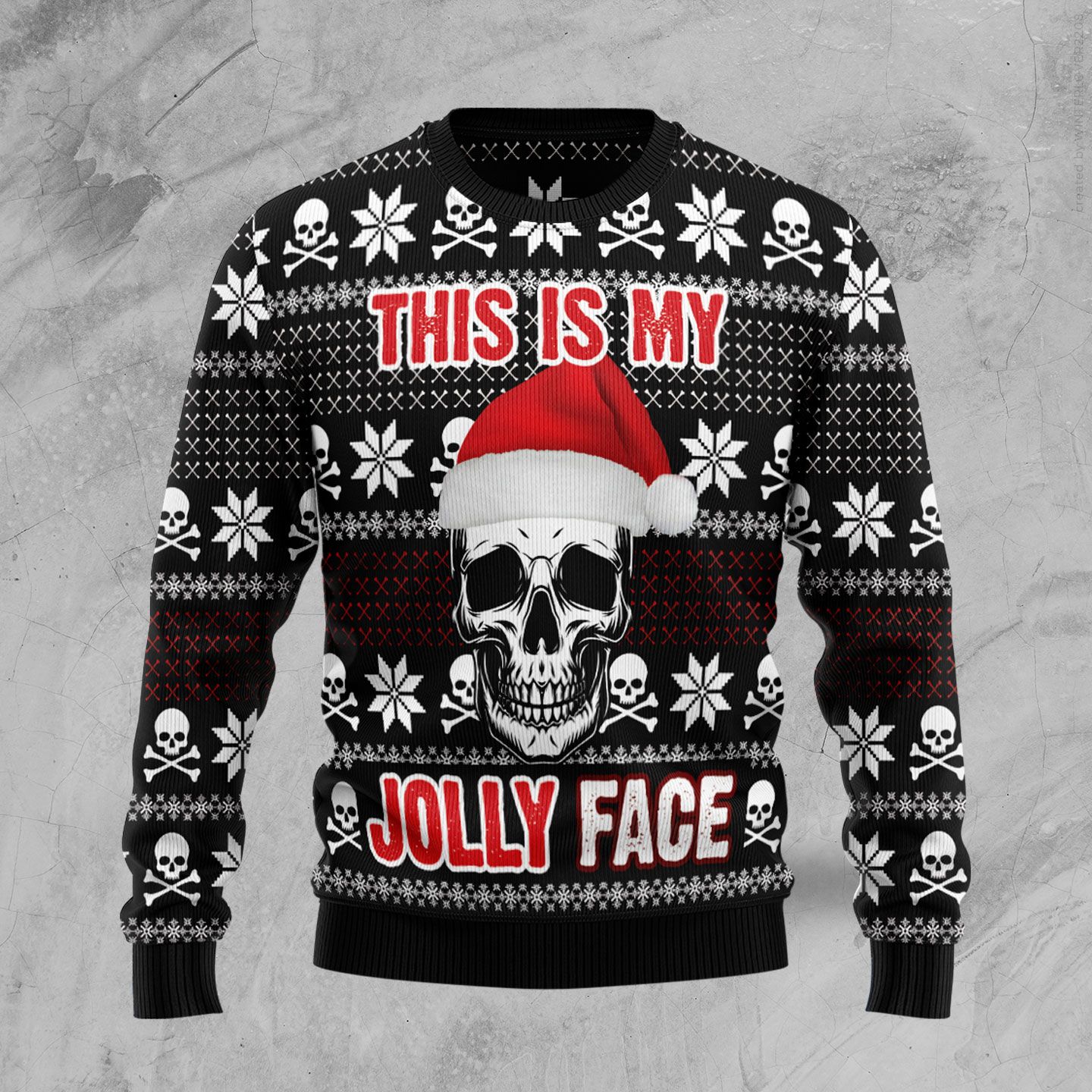 Skull Jolly Face Christmas Wool Sweater - RobinPlaceFabrics