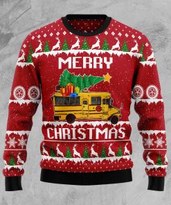School Bus Merry Christmas Christmas Wool Sweater