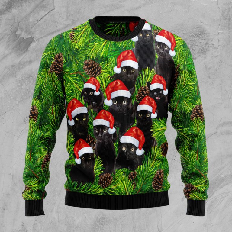 Black Cat Christmas Tree Christmas Wool Sweater
